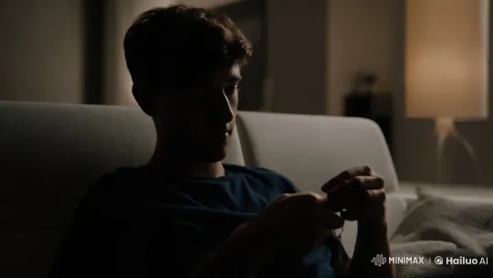 Contemplative Boyfriend in Minimalist Room Setting – AI Generated Video | Hailuo AI