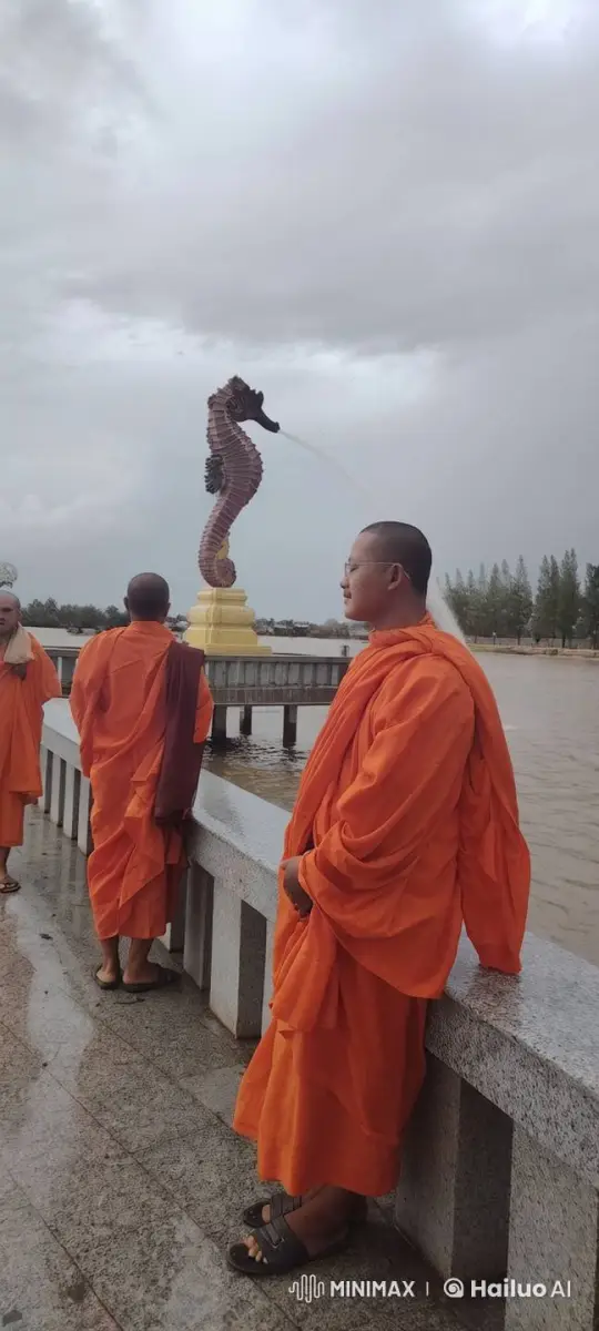 Monks Contemplate Animated Dragon Fire by River – AI Generated Video | Hailuo AI