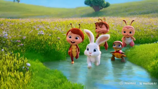 Title: Benny the Brave Little Bunny and the Bird's Rescue – AI Generated Video | Hailuo AI