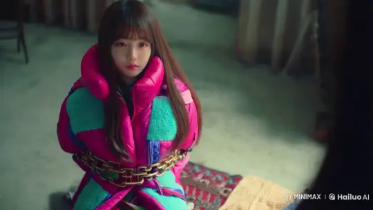 Anime Girl in Vibrant Puffy Jacket Examined in Moody Setting – AI Generated Video | Hailuo AI