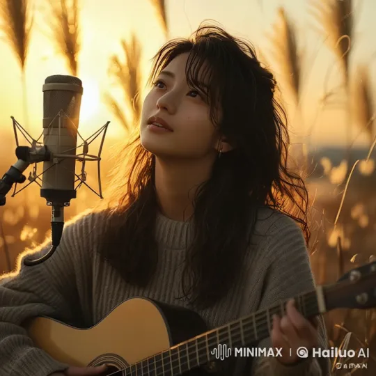 Young Singer's Serene Sunset Performance in a Field – AI Generated Video | Hailuo AI