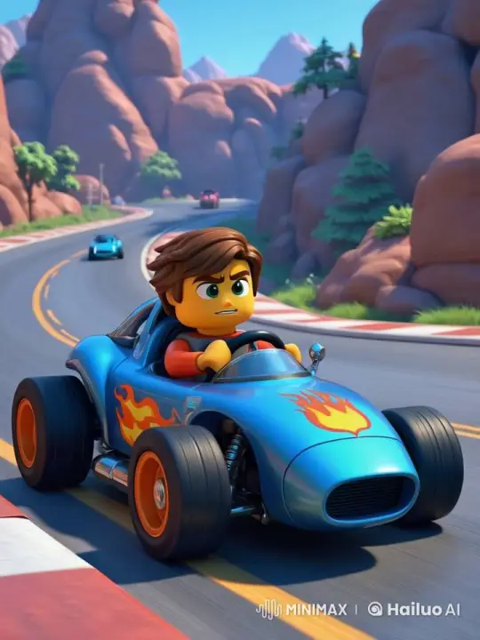LEGO Driver Races Through Mountainous Landscape – AI Generated Video | Hailuo AI