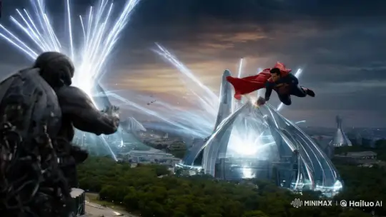 Superman Engages Brainiac in Futuristic Cityscape Showdown – AI Generated Video | Hailuo AI
