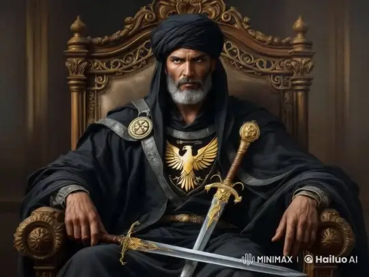 Regal Figure on Golden Throne with Swords – AI Generated Video | Hailuo AI