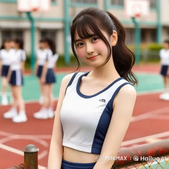 Live2D Animated Scene: Sporty Woman at Peaceful Basketball Court – AI Generated Video | Hailuo AI