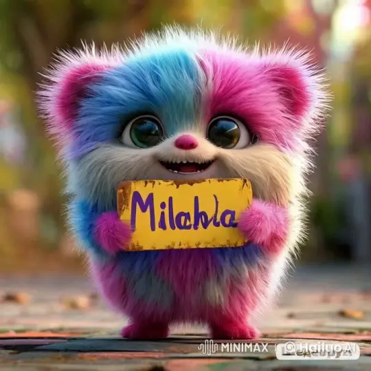 Fluffy Creature Holds Sign on Autumn Path – AI Generated Video | Hailuo AI