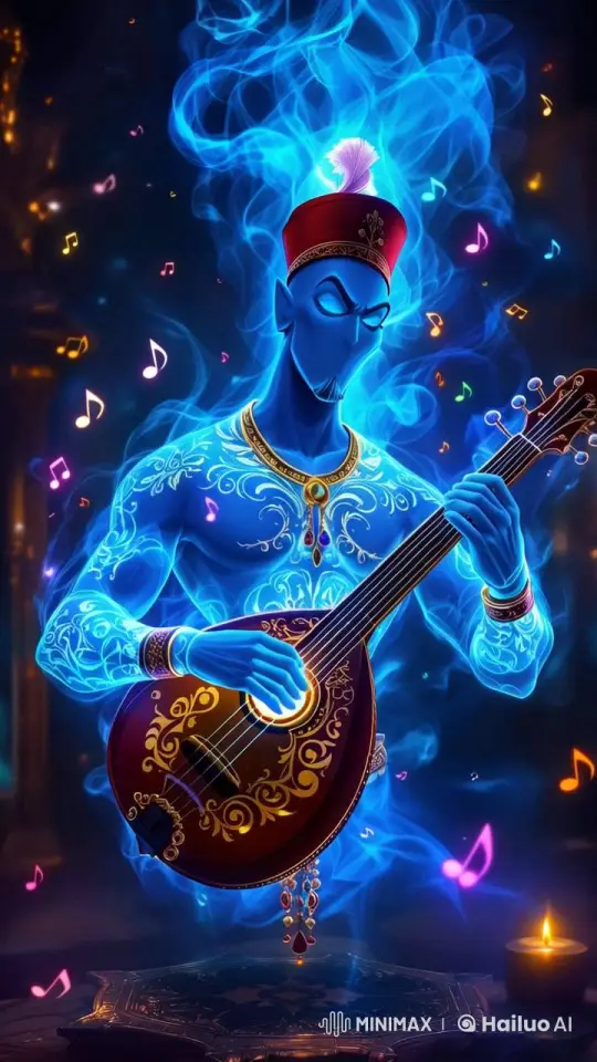 Genie Plays Oud in Magical Live2D Animation – AI Generated Video | Hailuo AI