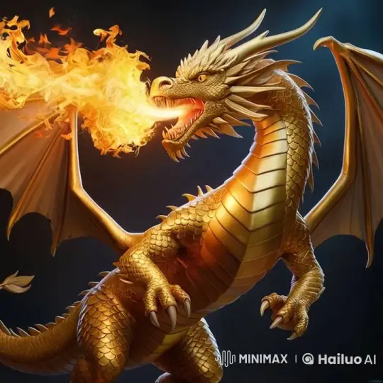 Golden Dragon Roars with Fiery Majesty – AI Generated Video | Hailuo AI
