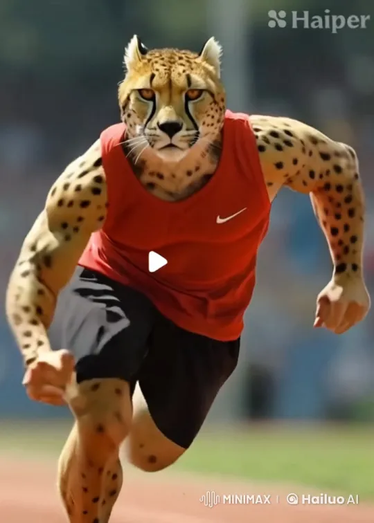Australian Runner-Cheetah Hybrid Sprinting in 100m Race – AI Generated Video | Hailuo AI
