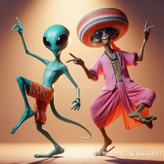 Funky Alien and Wacky Man Dance Gracefully – AI Generated Video | Hailuo AI