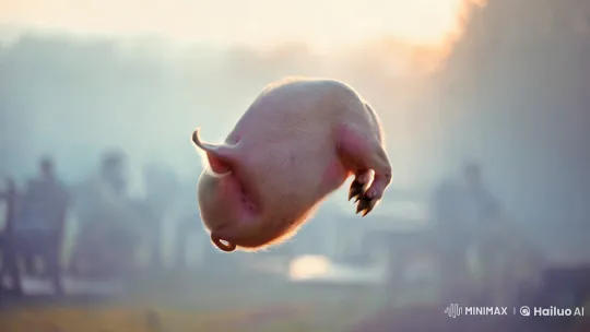 Levitating Pig in Ethereal, Dreamlike Scene – AI Generated Video | Hailuo AI