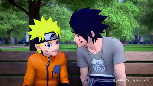 Naruto and Sasuke's Romantic Encounter in Konoha Park – AI Generated Video | Hailuo AI