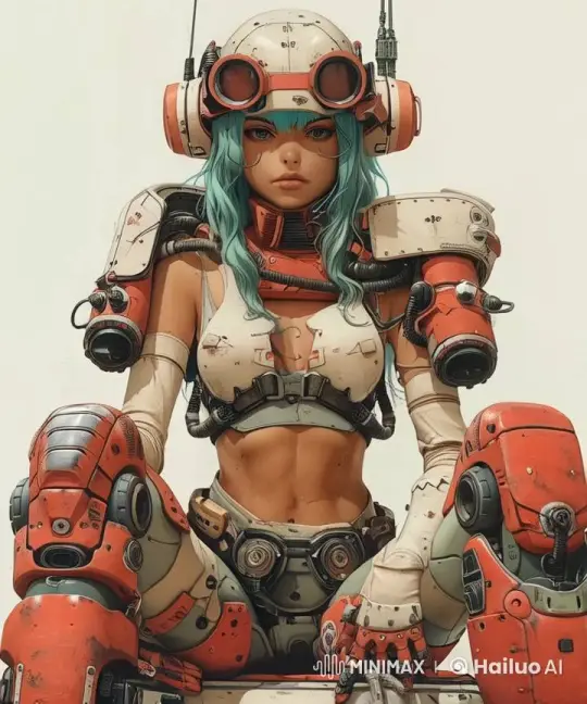 Futuristic Dancer with Teal Hair and Mechanical Armor – AI Generated Video | Hailuo AI