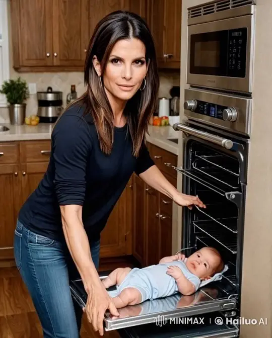 Woman Places Baby in Oven for Playful Scene – AI Generated Video | Hailuo AI