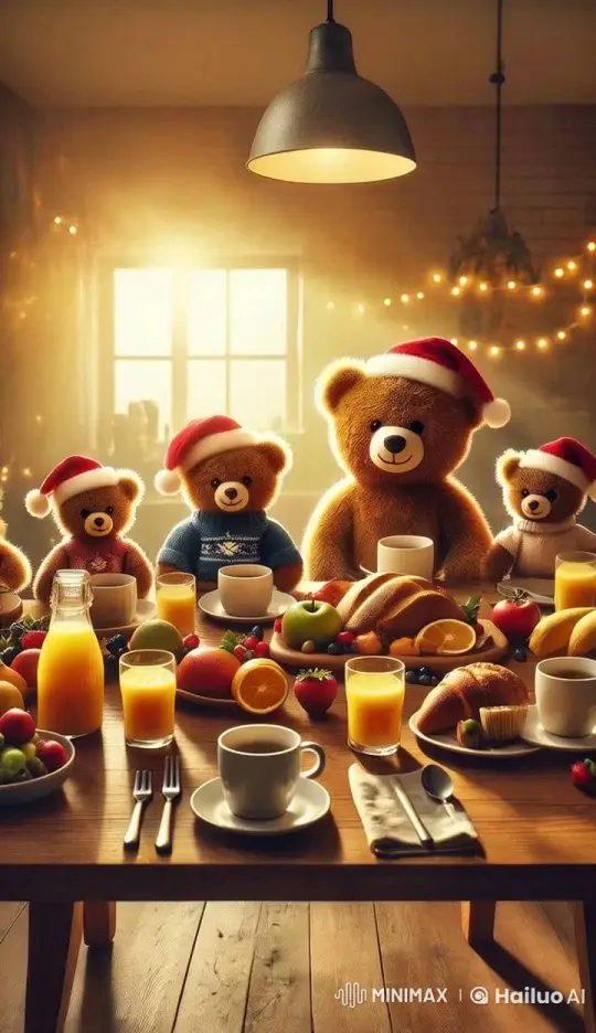Cozy Bear Family Enjoying Animated Breakfast in Sunlight – AI Generated Video | Hailuo AI