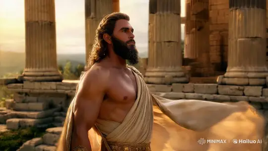 Zeus in Majesty: Aesthetic Temple Setting – AI Generated Video | Hailuo AI