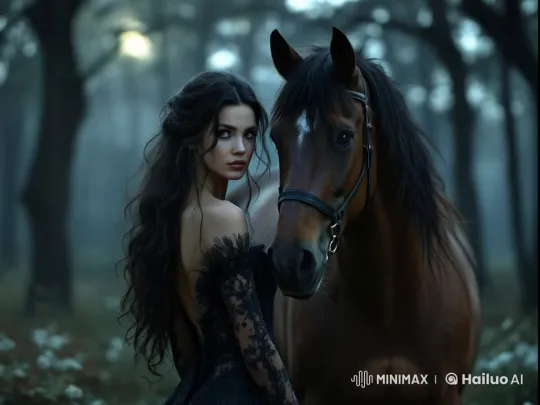 Mysterious Woman and Horse in Enchanted Forest – AI Generated Video | Hailuo AI