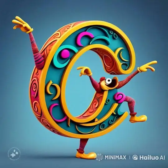 Colorful Animated 'C' in Playful Dance Pose – AI Generated Video | Hailuo AI