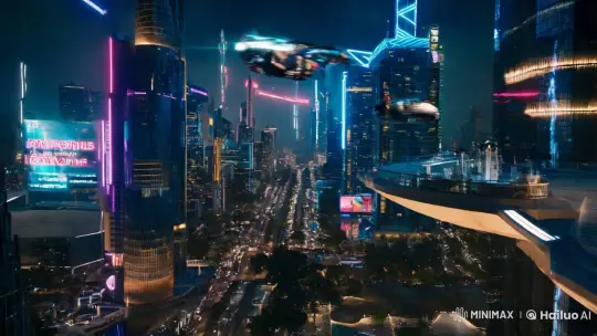 Futuristic Heist and High-Speed Chase in Neon Metropolis – AI Generated Video | Hailuo AI