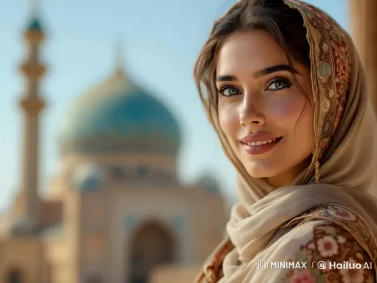Woman in Shawl with Mosque Background - Live2D Animation – AI Generated Video | Hailuo AI