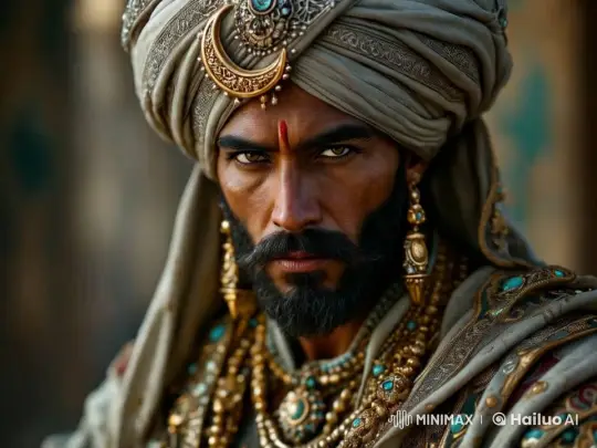Regal Man in Ornate Turban with Royal Presence – AI Generated Video | Hailuo AI