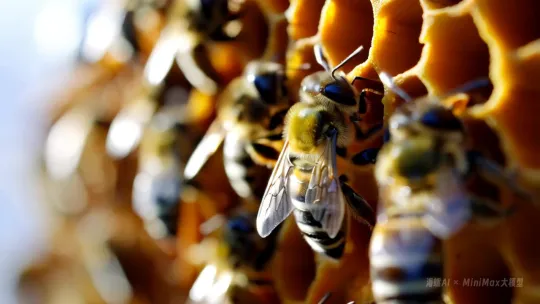 Bees Collaborating on Honeycomb Construction – AI Generated Video | Hailuo AI