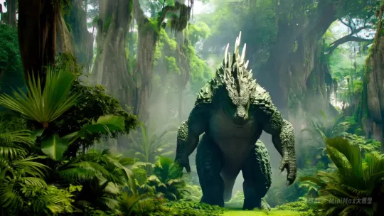 Godzilla Marches Through Lush Jungle, Monstrous Presence Dominates – AI Generated Video | Hailuo AI
