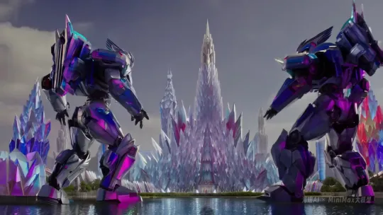 Giant Robots Clash in Crystal Towers Cityscape – AI Generated Video | Hailuo AI