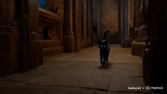 Black Cat in Ancient Library Transforms into Magic Circle – AI Generated Video | Hailuo AI