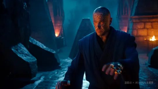 Evil Sorcerer Summons Fire Elemental in Dark Fantasy Realm – AI Generated Video | Hailuo AI