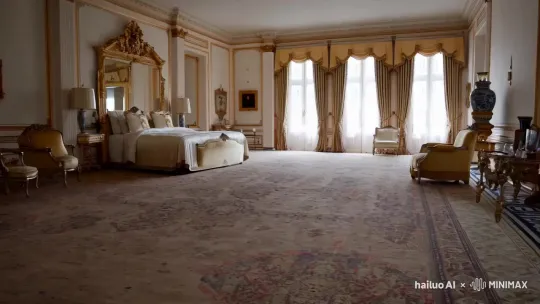 Luxurious Bedroom with Crowned Siamese Cat – AI Generated Video | Hailuo AI