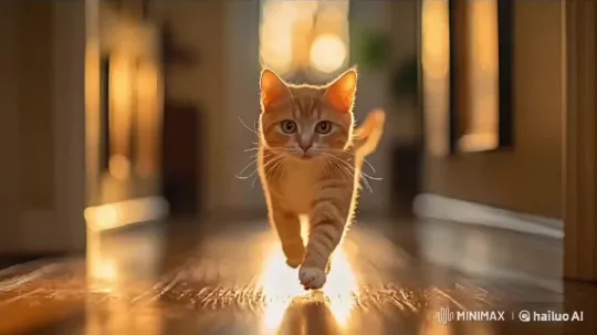 Cat with Electric Eyes in a Time-Tunnel Dash – AI Generated Video | Hailuo AI