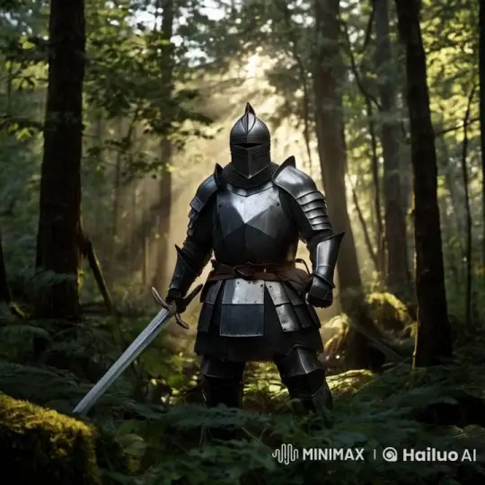 Armored Knight Practices Swordplay in Enchanted Forest – AI Generated Video | Hailuo AI
