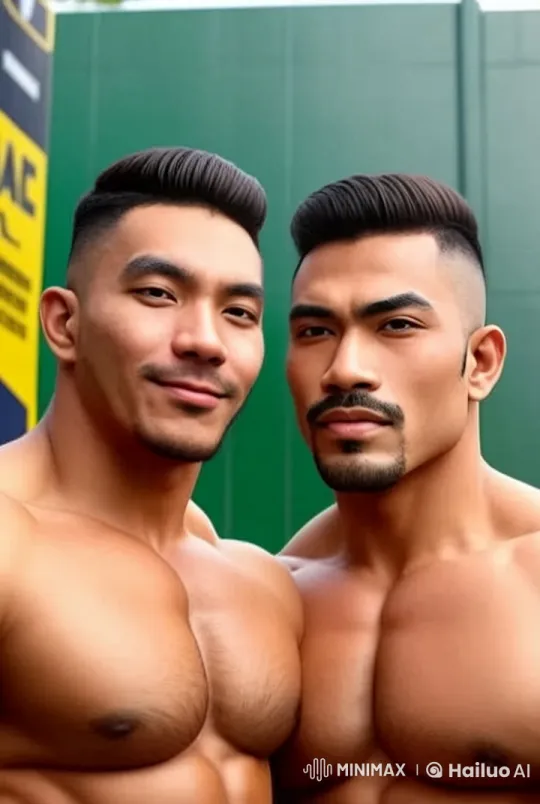 Muscular Men Share Intimate Kiss in Live2D Animation – AI Generated Video | Hailuo AI