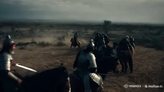 Armored Warriors Clash in Desolate War Landscape – AI Generated Video | Hailuo AI