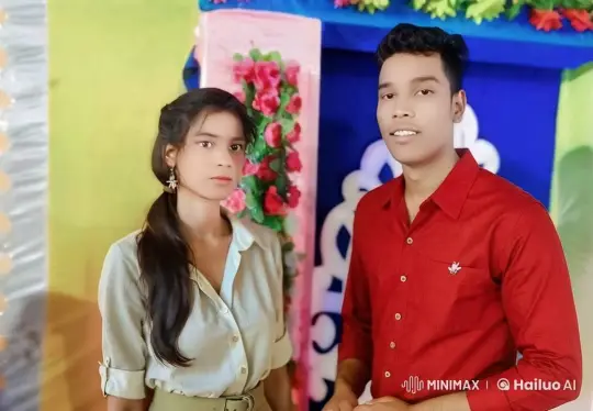Affectionate Kiss Between Young Couple in Colorful Setting – AI Generated Video | Hailuo AI