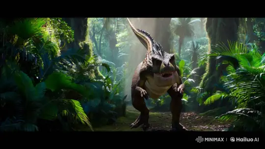 Dinosaur-Monkey Hybrid in Amazon's Dramatic Light – AI Generated Video | Hailuo AI