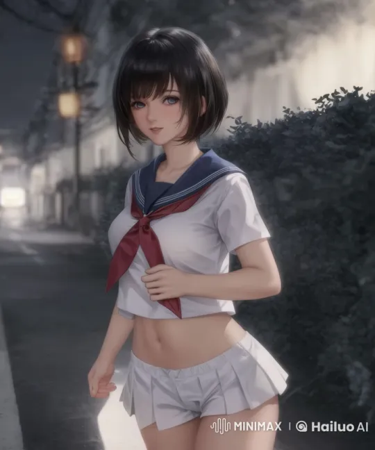 Women Share Intimate Kiss on Nighttime Street in Live2D Video – AI Generated Video | Hailuo AI