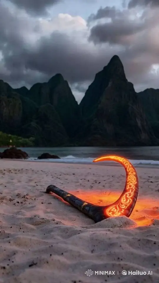 Maui's Fish Hook Still Amidst Beach Waves – AI Generated Video | Hailuo AI