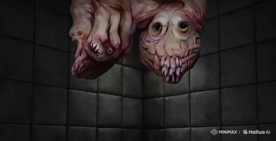 Disturbing Multi-Faced Creature in Padded Cell – AI Generated Video | Hailuo AI