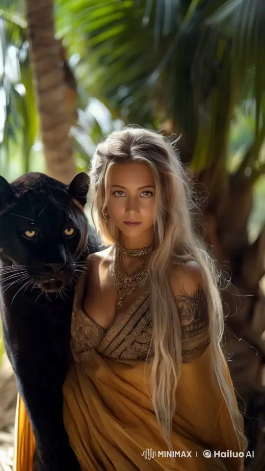 Harmony: Woman and Panther in Tropical Paradise – AI Generated Video | Hailuo AI