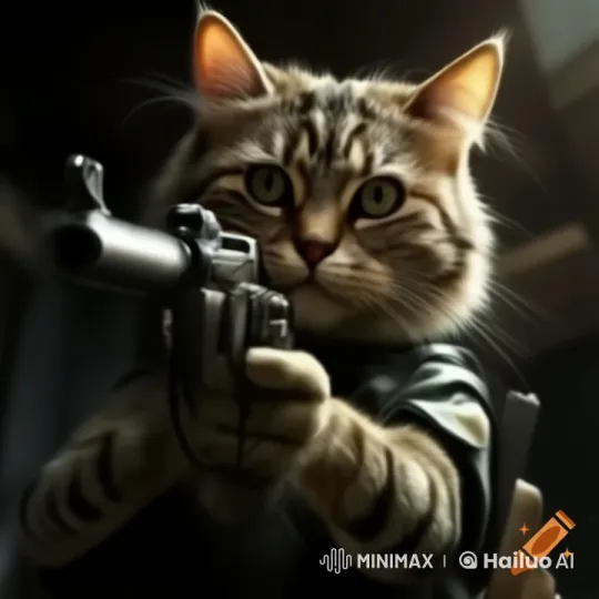 Red-Haired Cat Wears Tactical Gear, Shoots Pistol in Live2D Animation – AI Generated Video | Hailuo AI