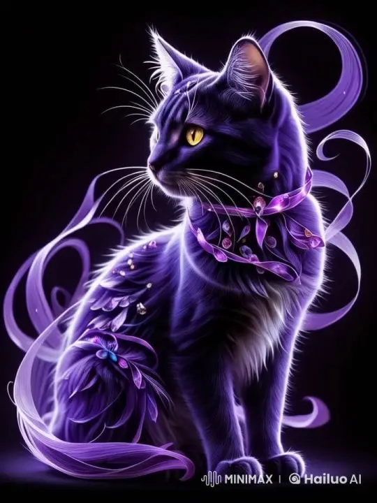 Magical Glowing Cat with Jewels and Ribbons in Live2D Animation – AI Generated Video | Hailuo AI