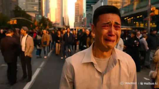 Solitary Man Cries Amidst Urban Indifference – AI Generated Video | Hailuo AI