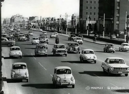 Vintage Urban Street Life: Mid-20th Century Traffic – AI Generated Video | Hailuo AI