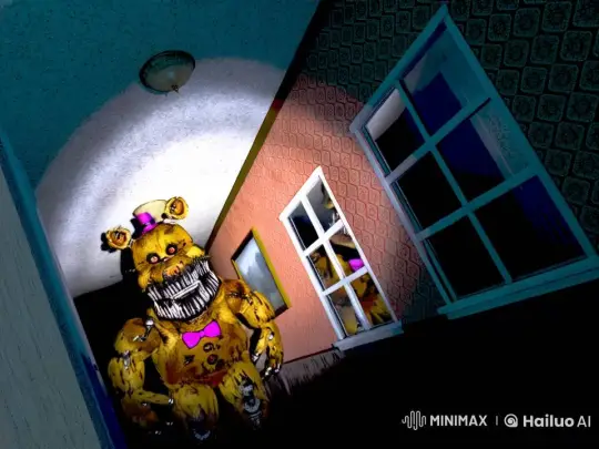 Nightmare Bear Approaches in Shadowy Hallway – AI Generated Video | Hailuo AI