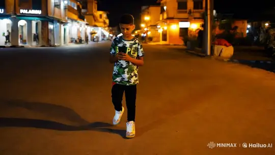 Youthful Wanderer in Abidjan's Nocturnal Streetscape – AI Generated Video | Hailuo AI