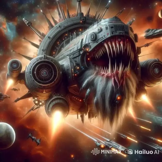 Fierce Spaceship Battle in Fiery Outer Space – AI Generated Video | Hailuo AI