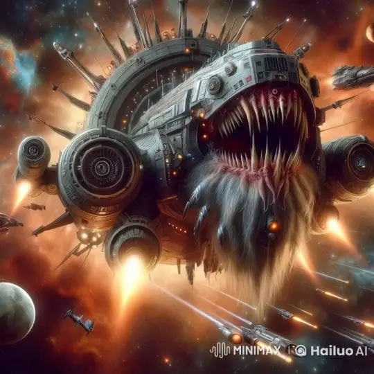Colossal Spaceship Fleet Navigates Cosmic Nebula – AI Generated Video | Hailuo AI