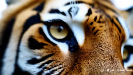 Intimate Close-Up of a Tiger's Eye – AI Generated Video | Hailuo AI